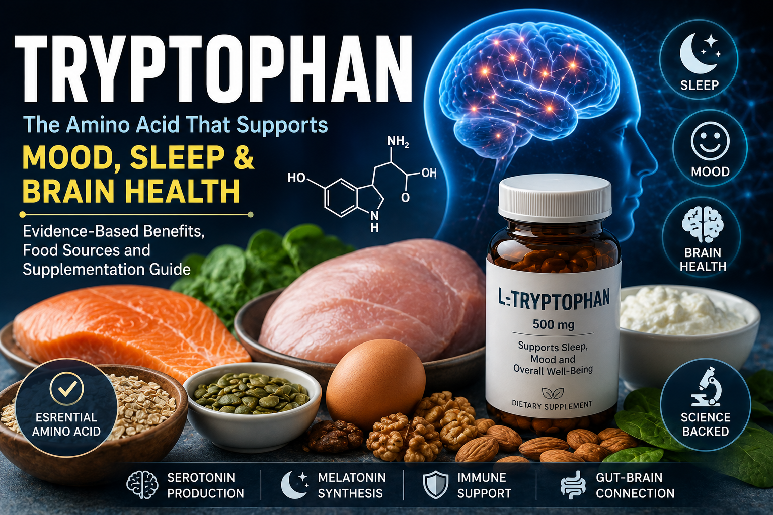 🧠 Tryptophan Explained: Benefits, Best Foods, Supplements and What Science Really Says