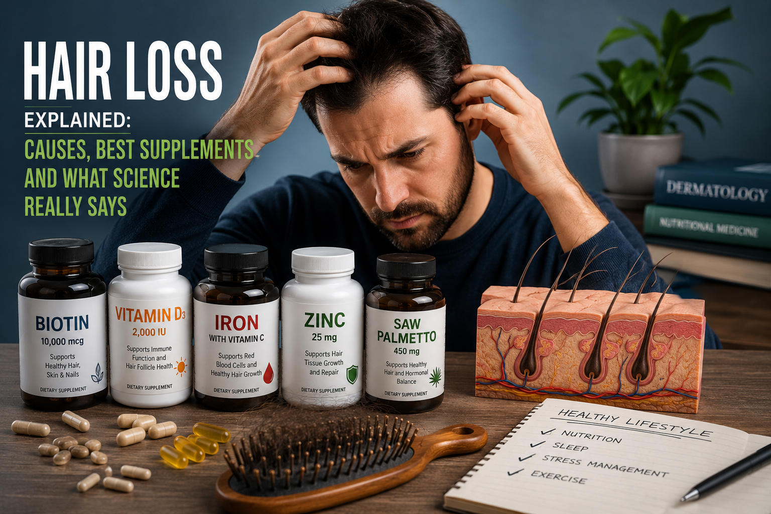 💇 Hair Loss Explained: Causes, Best Supplements and What Science Really Says