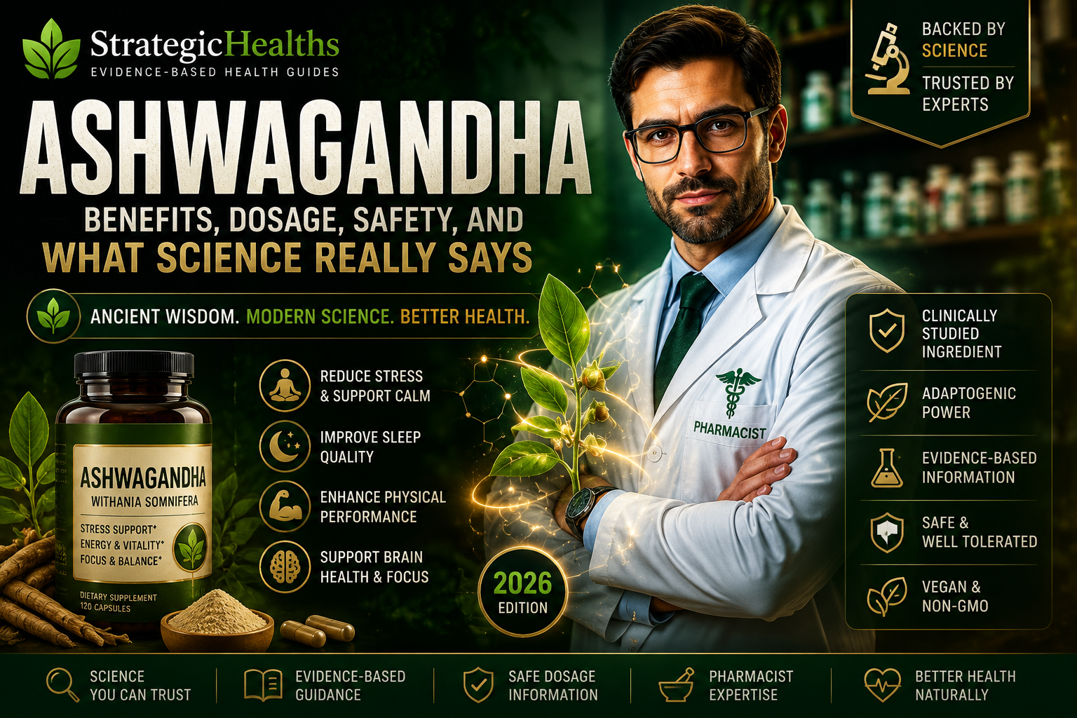 🌿 Ashwagandha: Benefits, Dosage, Safety, and What Science Really Says (2026)
