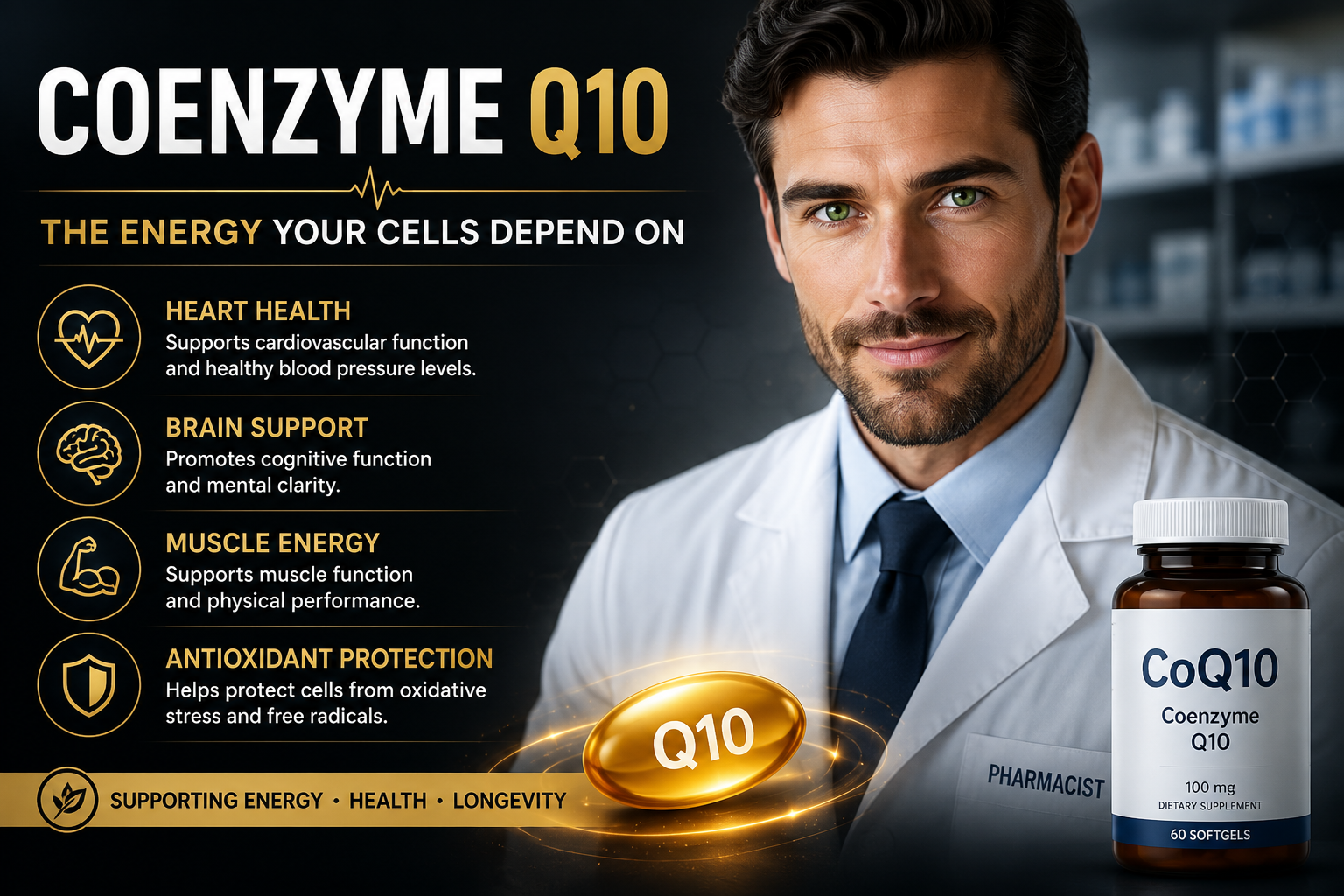 Coenzyme Q10 (CoQ10): Benefits, Uses, Dosage, Side Effects, and What Science Really Says